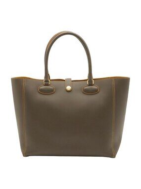 Loewe Leo Tote Bag Shoulder Anagram Logo Leather Khaki Brown Mustard